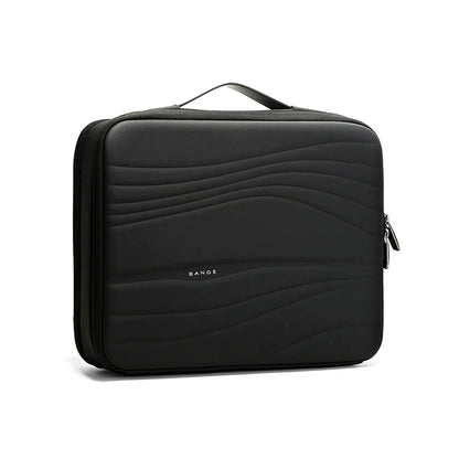 BANGE Laptop Messenger Bag - Waterproof 14" Briefcase with hard shell exterior and wave-textured design for men, ideal for business travel.