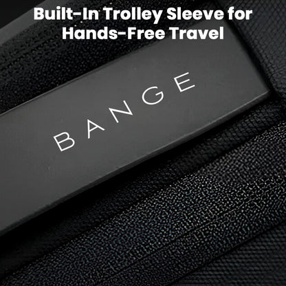 BANGE Laptop Messenger Bag with built-in trolley sleeve for hands-free travel, ideal for commuting and airport convenience.
