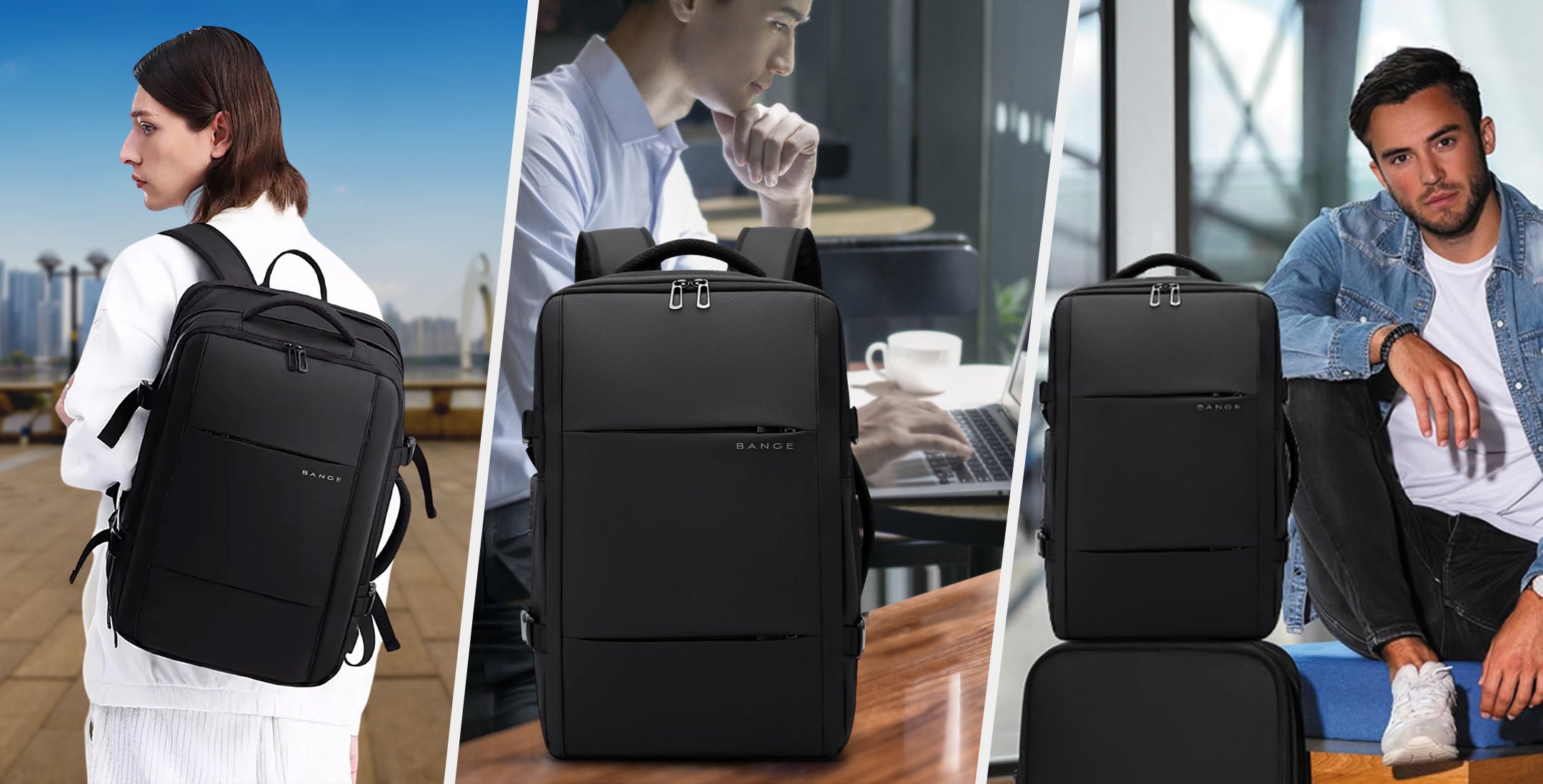 Bange airback vacuum compression backpack expandable 36l laptop bag  4