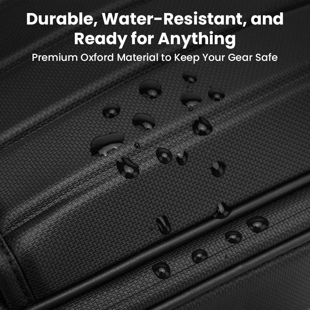 Close-up of BANGE YZ350 water-resistant Oxford material, designed for durability and protection in all conditions.