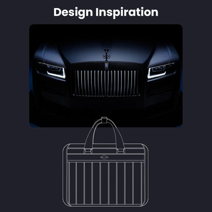 Design inspiration for BANGE YZ350 briefcase featuring luxury car grille aesthetics for a sleek, professional look.