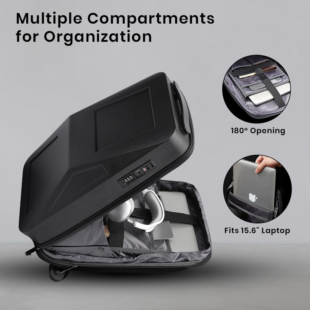 BANGE 2956 Anti Theft Hard Shell Laptop Backpack 20L-27L Expandable