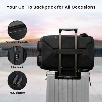 BANGE 2956 Anti Theft Hard Shell Laptop Backpack 20L-27L Expandable