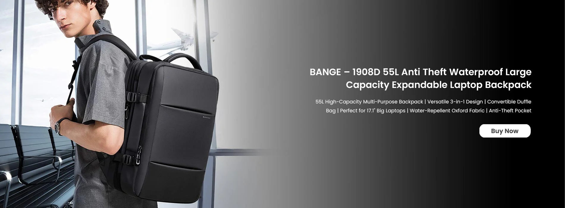 BANGE 1908D 55L Anti Theft Waterproof Large Capacity Expandable Laptop Backpack