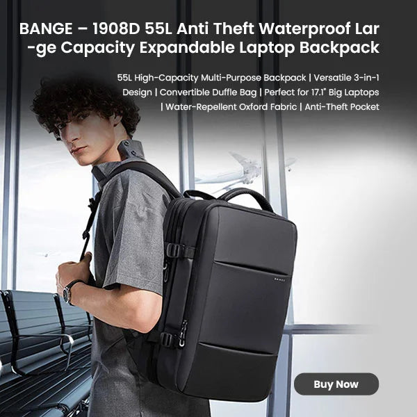 BANGE 1908D 55L Anti Theft Waterproof Large Capacity Expandable Laptop Backpack