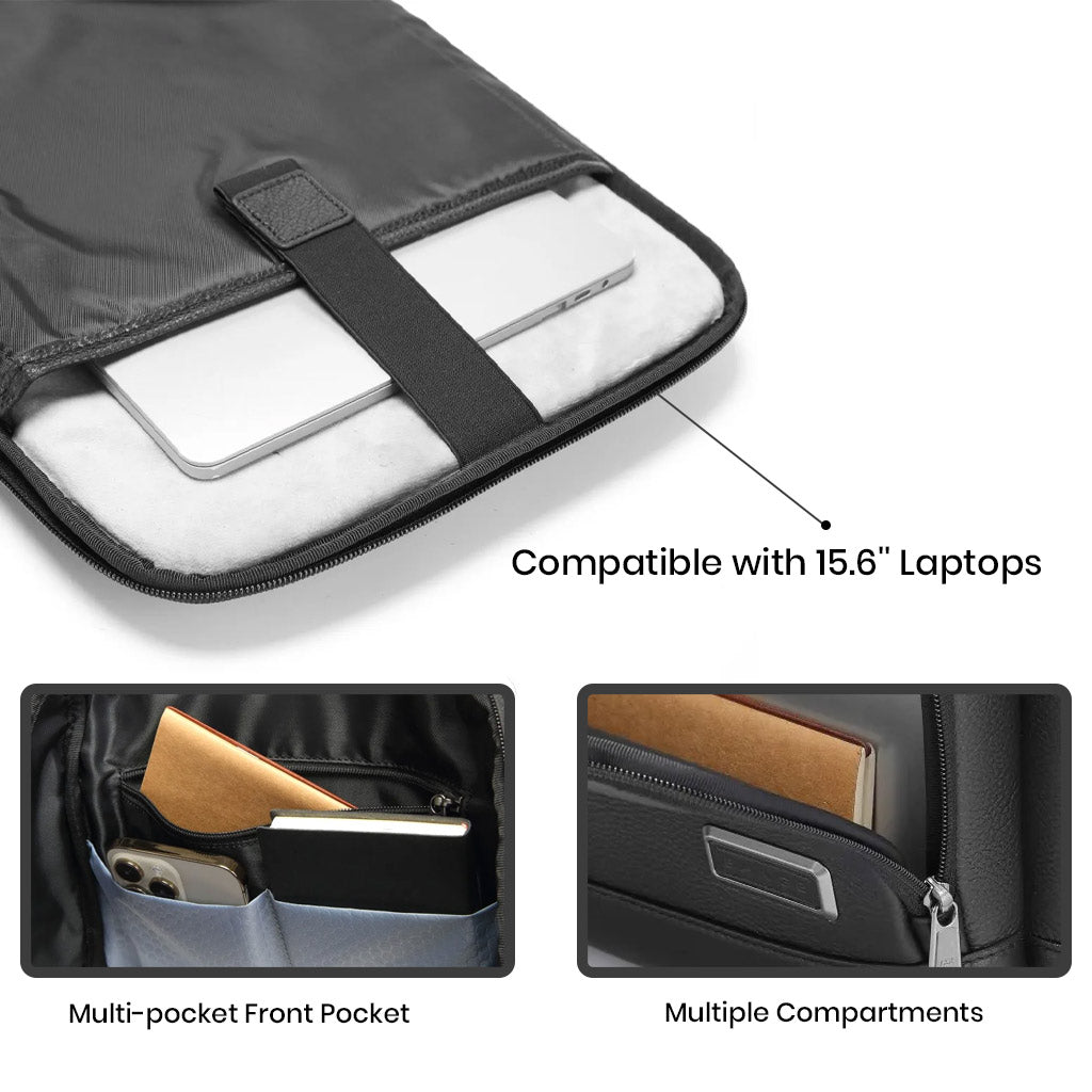 Bange 6627 Genuine Leather Backpack 18L Fit for 15.6'' Laptop interior