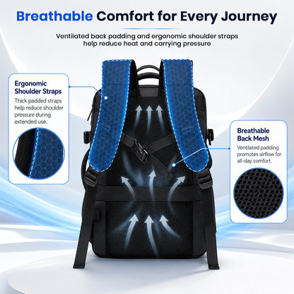 BANGE 1908 Expandable Waterproof Travel Backpack & Convertible Duffle Bag with USB Port