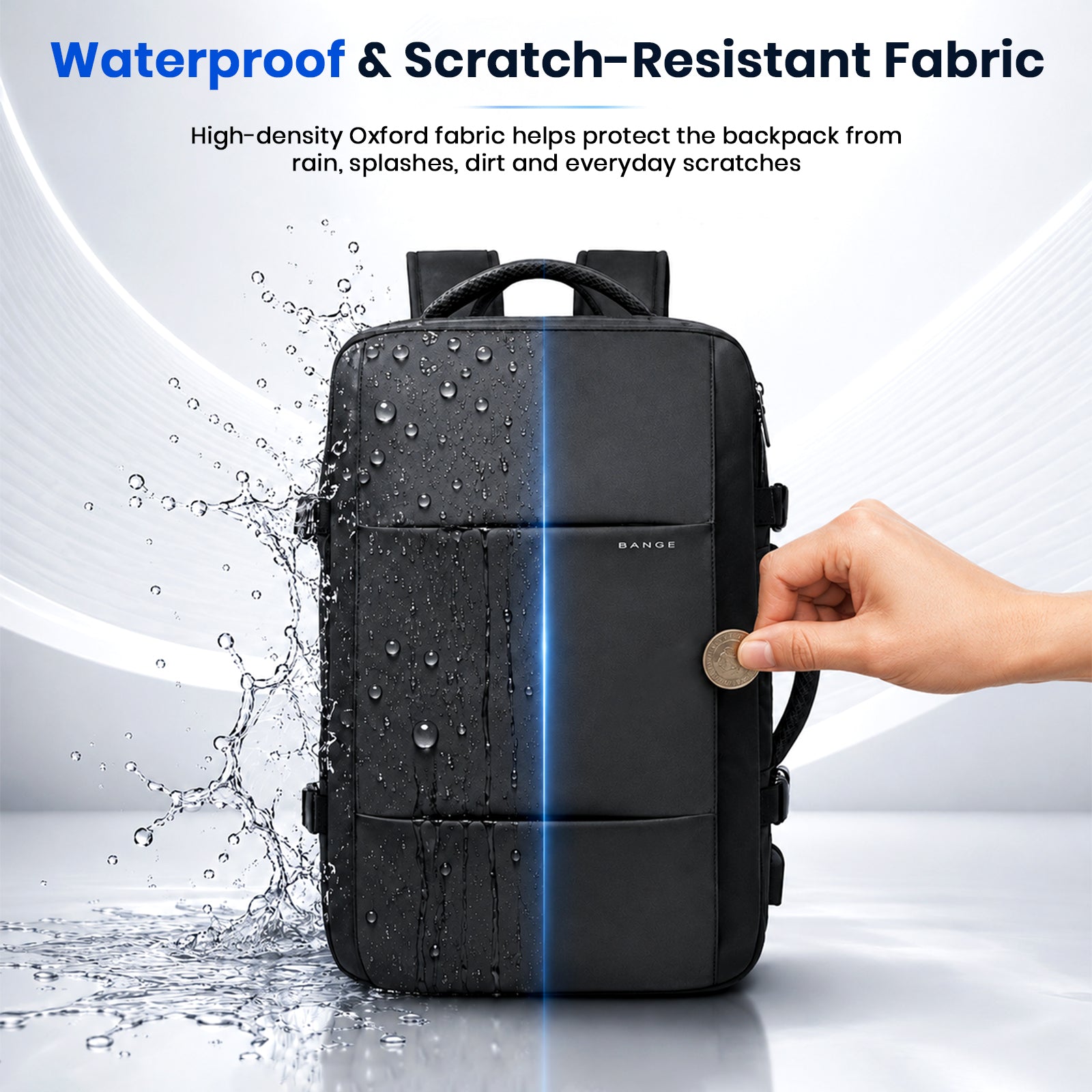 BANGE 1908 Expandable Waterproof Travel Backpack & Convertible Duffle Bag with USB Port