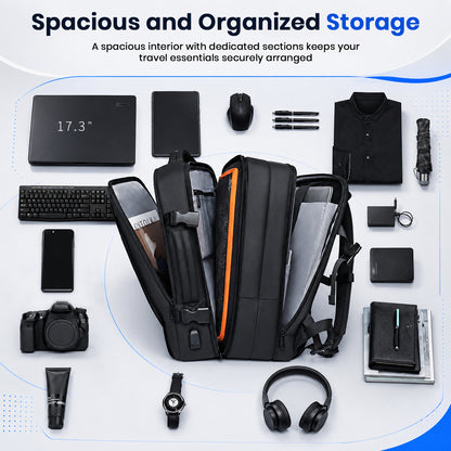 BANGE 1908 Expandable Waterproof Travel Backpack & Convertible Duffle Bag with USB Port