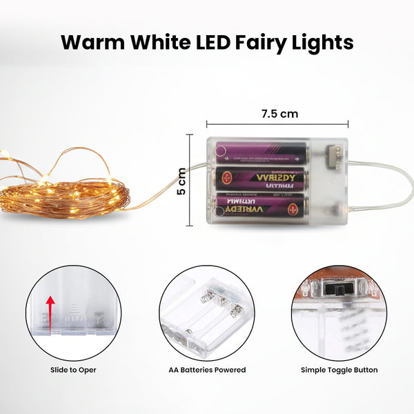 Battery Fairy Lights 10M with 100 Warm LEDs for Home & Festive Decor - 9