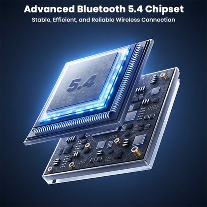 Close-up of Bluetooth 5.4 chipset in CCA-Sleep TWS earbuds ensuring stable, efficient, and reliable wireless connection.