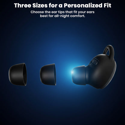 Three sizes of ear tips for CCA-Sleep TWS earbuds shown for personalized fit and maximum comfort during sleep.