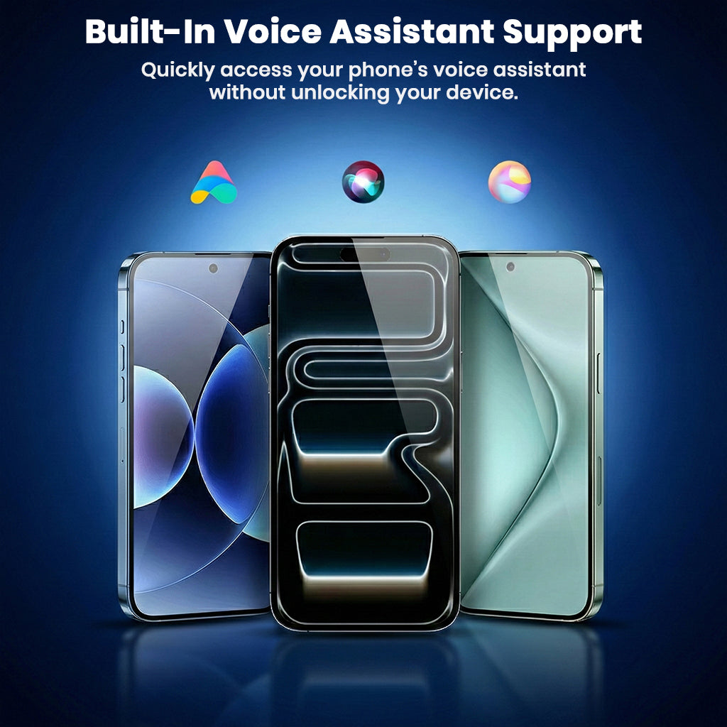 Smartphones displaying built-in voice assistant support with CCA-Sleep TWS earbuds for hands-free control and convenience.