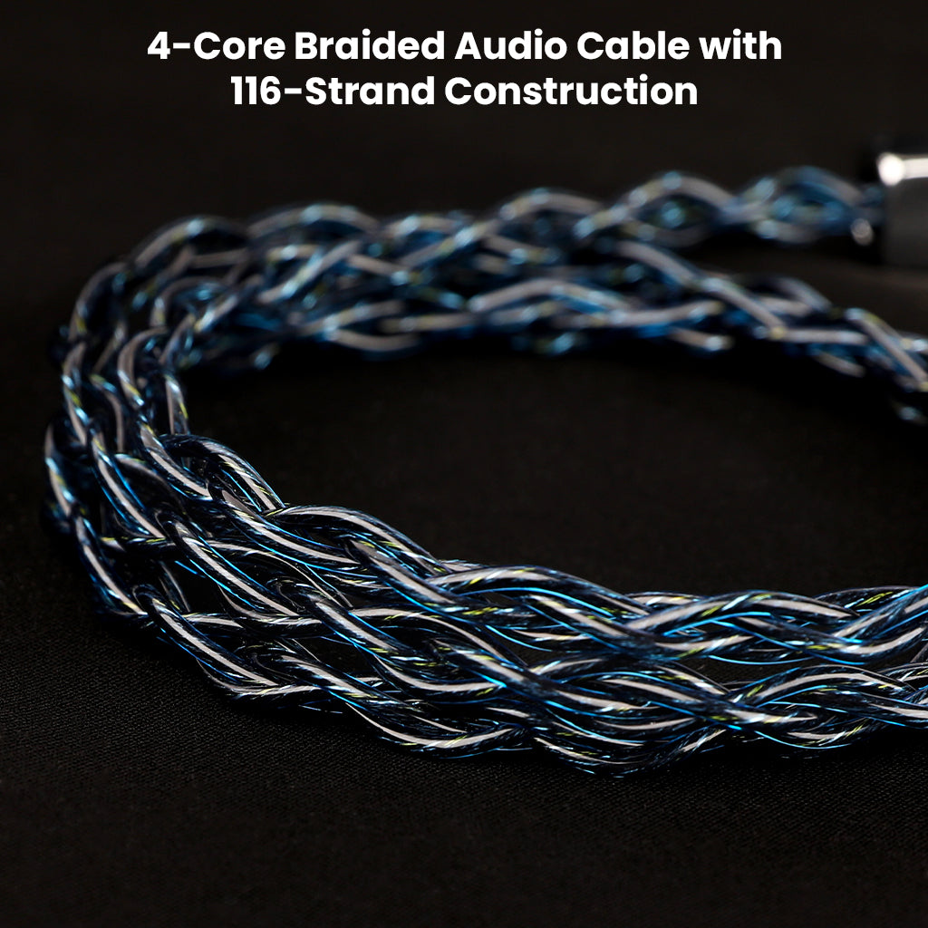 AUDIOCULAR C10 4-core braided audio cable with 116-strand construction for enhanced durability and superior signal transmission.