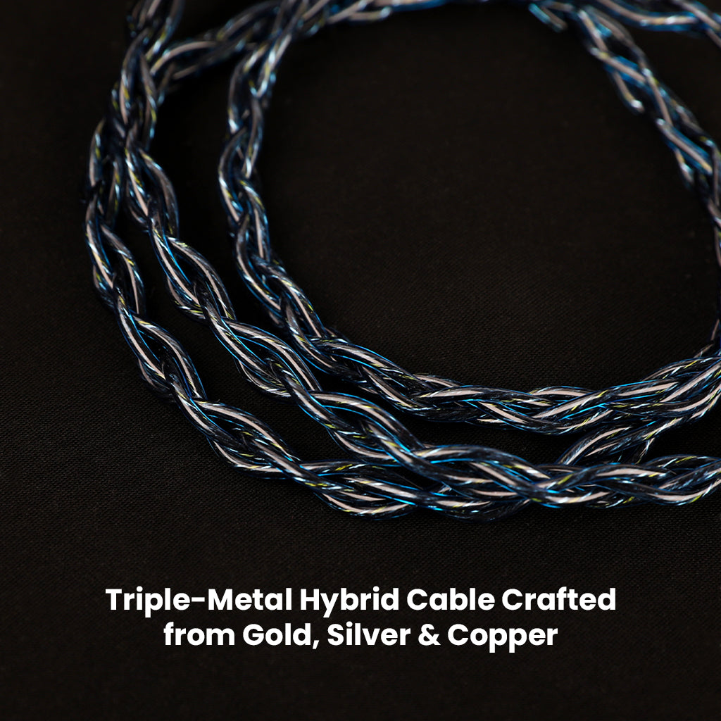 AUDIOCULAR C10 triple-metal hybrid cable made from gold, silver, and copper for optimal sound quality and premium performance.