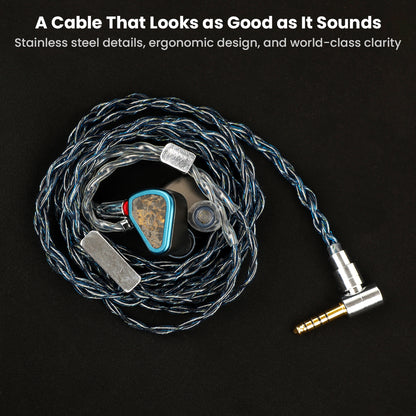 AUDIOCULAR C10 cable with ergonomic design, stainless steel details, and premium clarity for audiophiles who value both form and function.