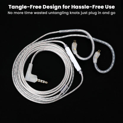 Tangle-free AUDIOCULAR - RC2 IEM Replacement Cable in silver, coiled neatly for easy storage and quick use without knots.