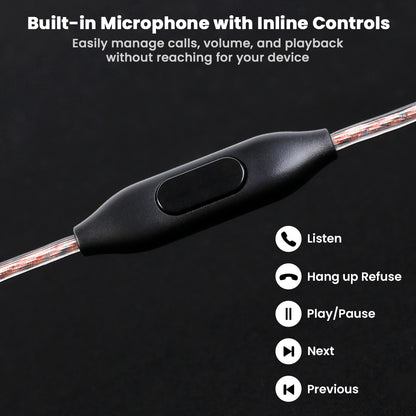Inline mic and control button on copper AUDIOCULAR - RC2 IEM Replacement Cable for hands-free calls and media control.