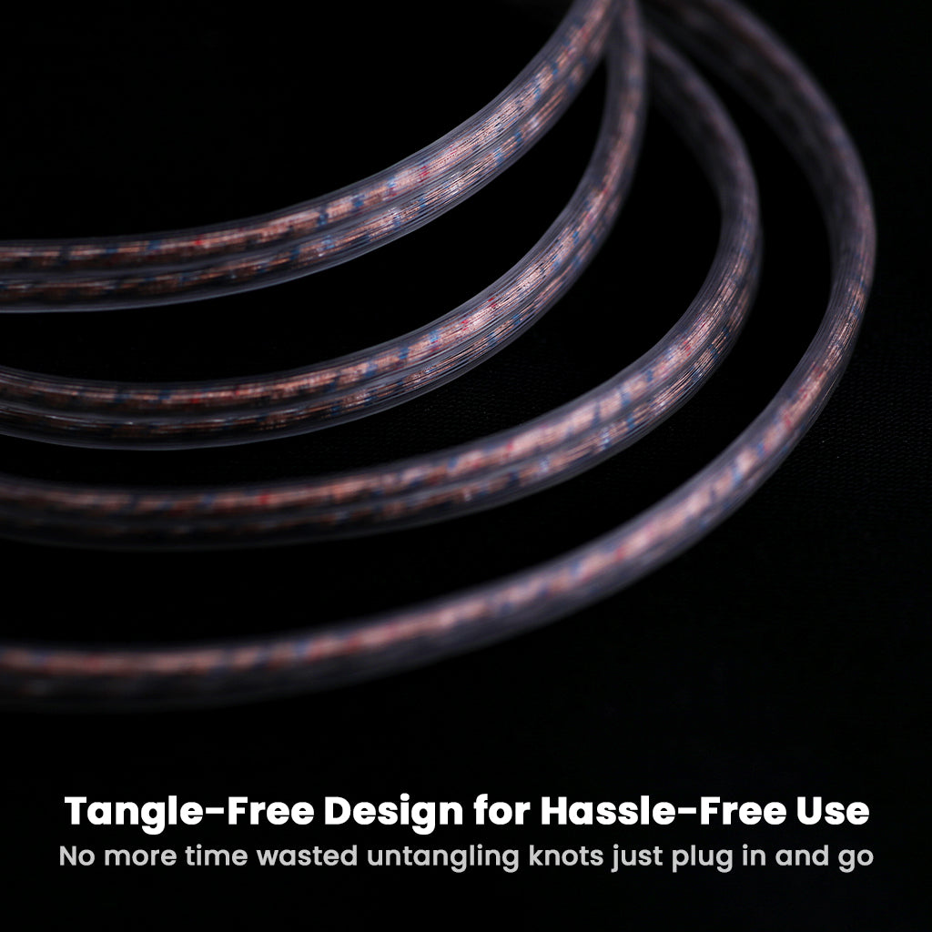 Tangle-free copper AUDIOCULAR - RC2 IEM Replacement Cable coiled for easy use and storage without knots.