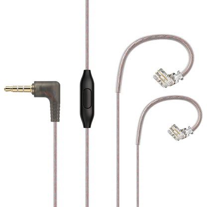 AUDIOCULAR - RC4 Copper-Plated Replacement Cable for KZ IEMs with 3.5mm gold-plated plug, inline mic, and dual 2-pin connectors for audio clarity.