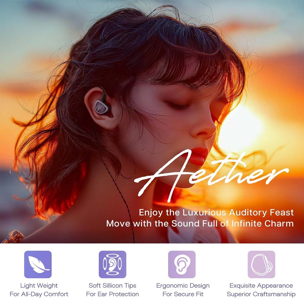Kiwiears Aether IEM Black NoMic 3.5MM LUXURIOUS IEM