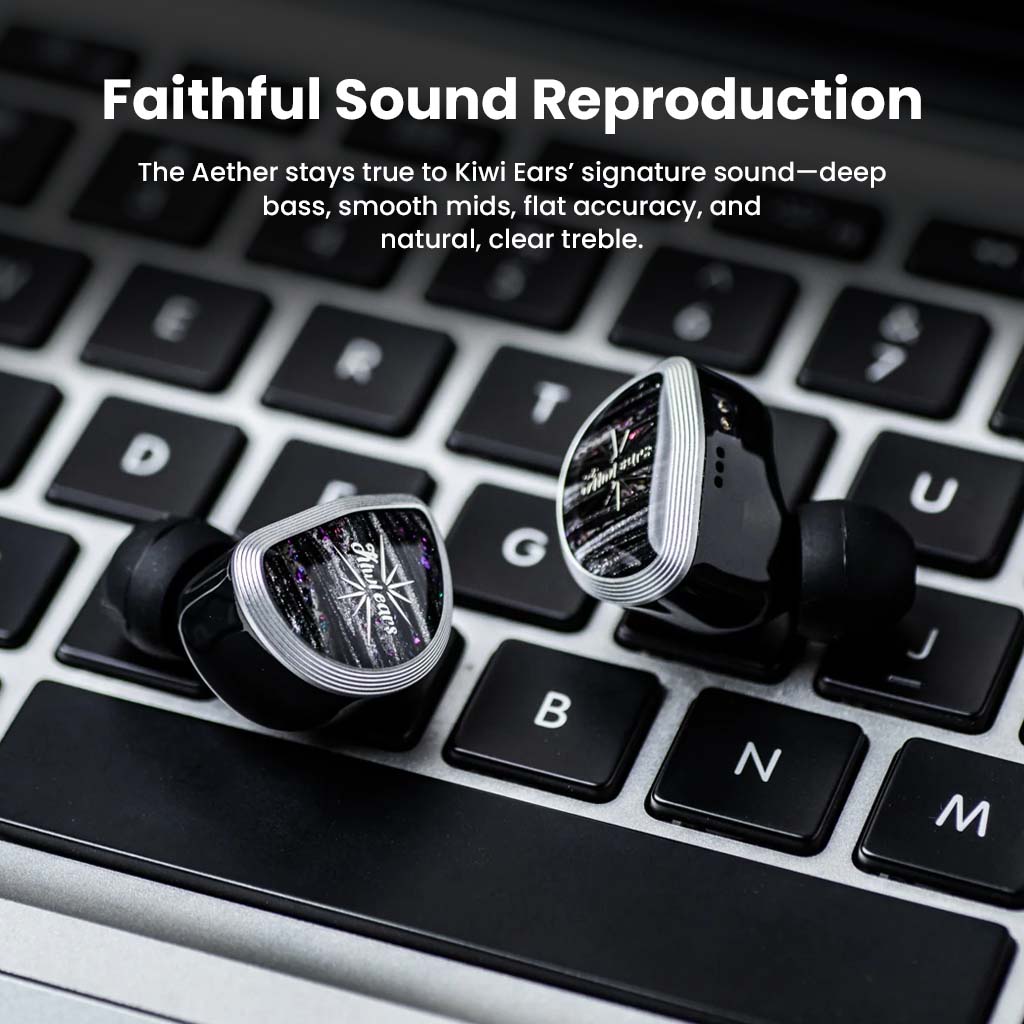 Kiwiears Aether IEM Black NoMic 3.5MM Faithful Sound Reproduction