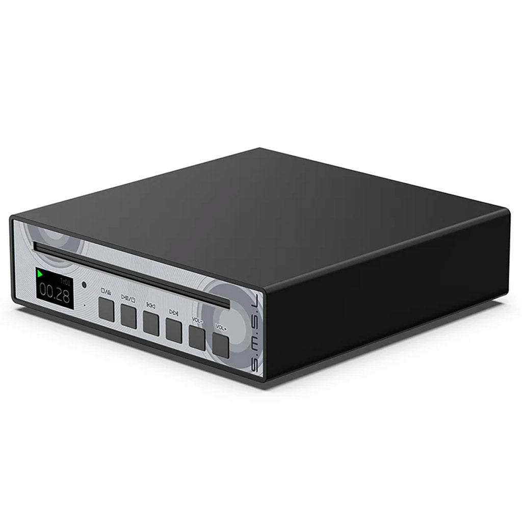 S.M.S.L PL100 CS43131 DAC Chip & Portable CD Player in black with front control buttons and digital display, ideal for high-fidelity audio setups.