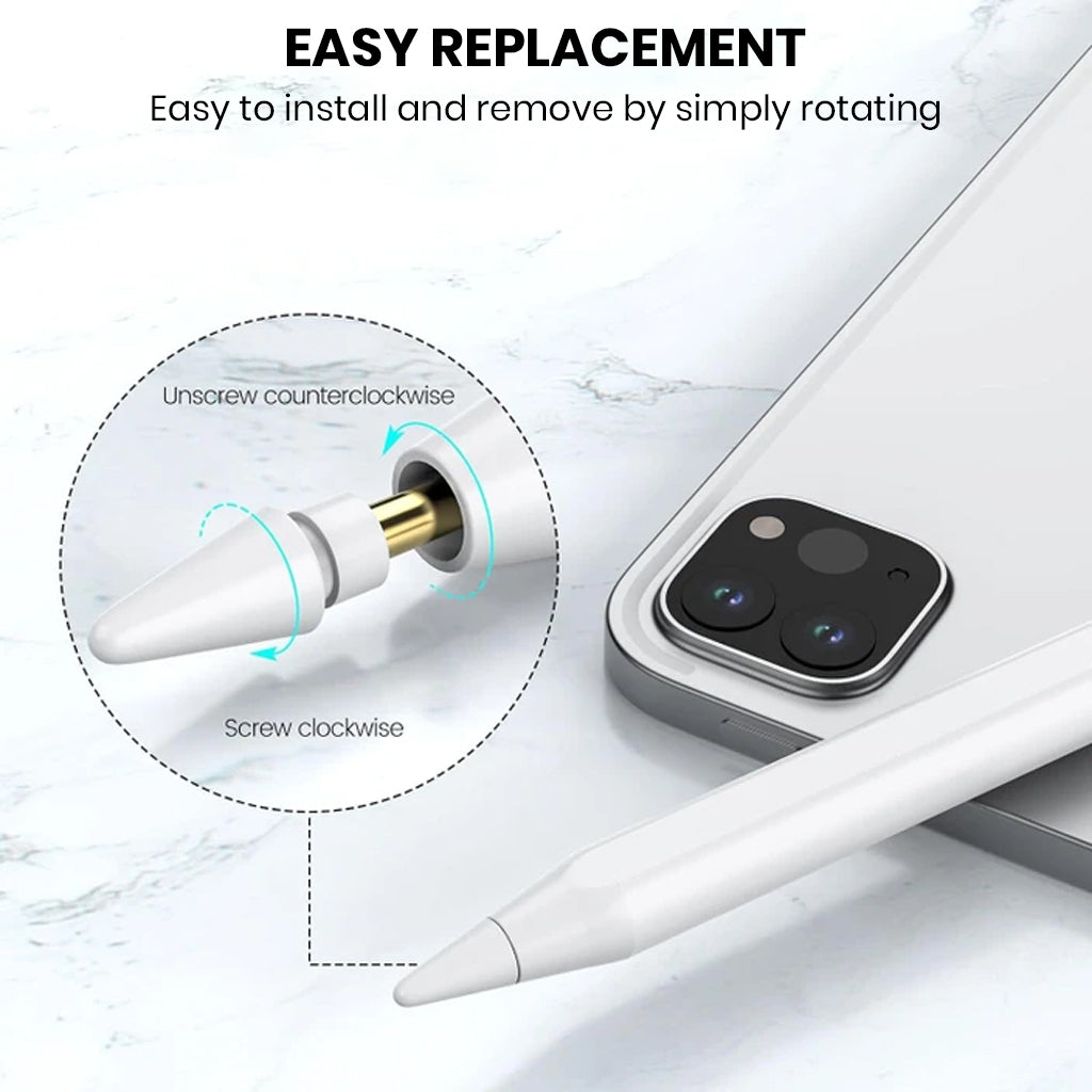 TECPHILE Bluetooth Stylus features easy tip replacement with a simple screw mechanism for continued precision and usability.