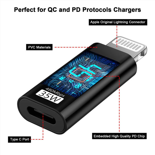 TECPHILE- 35W Type-C to Lightning Fast Charging Adapter - 4