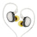 7HZ - Elua Ultra Dual Dynamic Driver IEM with silver faceplates, yellow eartips, and transparent braided cable for high-fidelity audio performance.