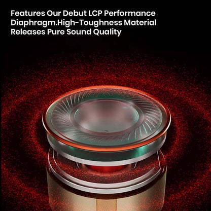 LCP diaphragm detail in CCA Phoenix IEM, engineered for tough performance and pure sound quality.