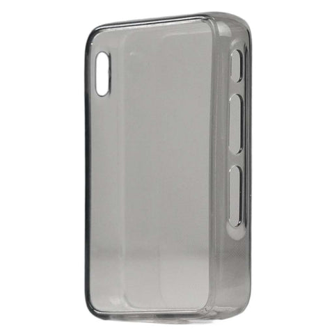 HiBy R1 Transparent Case with side button cutouts, offering shock absorption and scratch resistance for MP3 players.