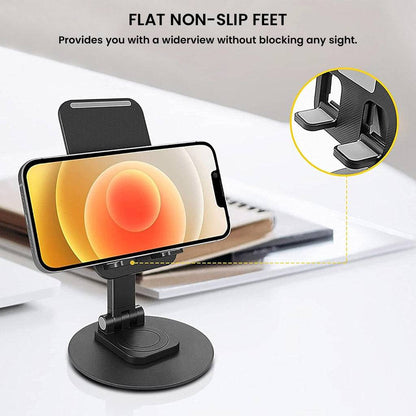 TECPHILE phone stand with flat non-slip feet ensures wide viewing angles without blocking the screen, perfect for horizontal use.