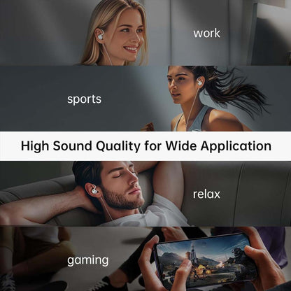 Soratune BI02 IEMs used in various scenarios like work, sports, relaxation, and gaming, highlighting their versatile sound quality.