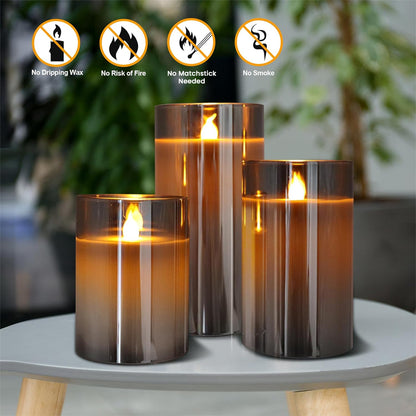 TECPHILE Flameless LED Smart Candle Lights Pack of 3 with no dripping wax, no fire risk, and no smoke, perfect for safe indoor ambiance.