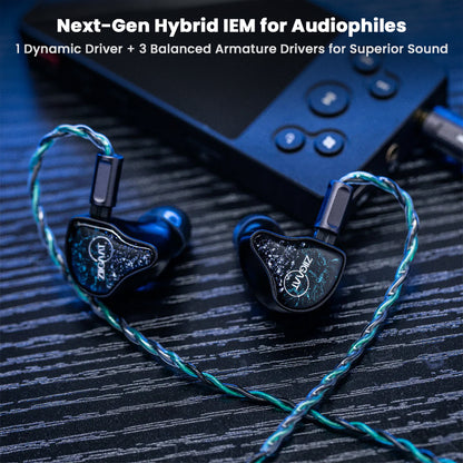 Next-gen ZiiGaat x Hangout Audio Odyssey 2 hybrid IEMs with 1DD + 3BA driver setup for superior sound quality and immersive listening experience.