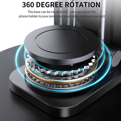Close-up of TECPHILE Aerogrip phone stand base showing 360-degree rotation mechanism for adjustable viewing angles.