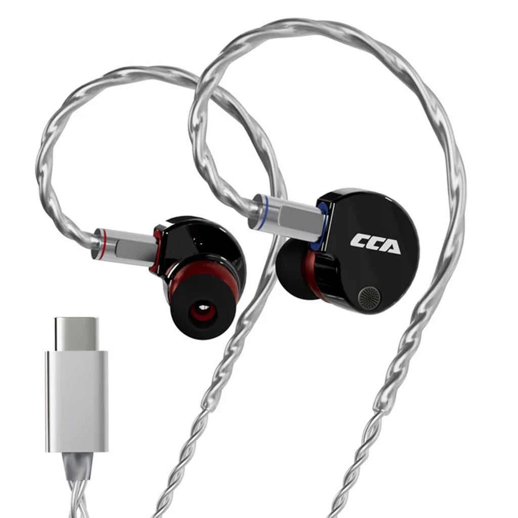 Dark grey CCA Phoenix IEM with Type-C connector, no mic, engineered for pure sound and comfort.