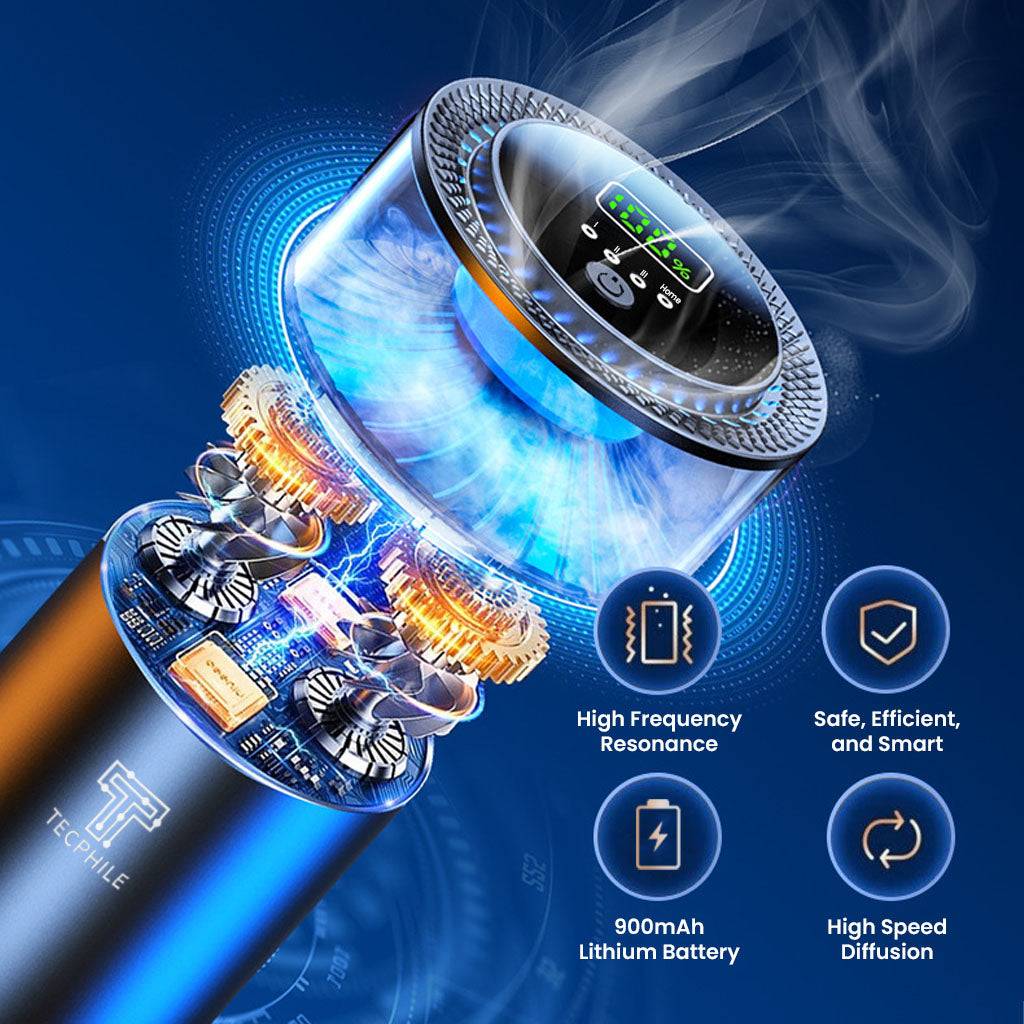 P3 Car Air Freshener Atomizer with high-frequency resonance, 900mAh battery, and high-speed diffusion for efficient scent delivery.