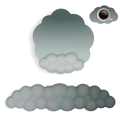 TECPHILE set of 2 memory foam keyboard and mouse wrist rest in cloud shape with matching coaster, ideal for ergonomic desk setup.