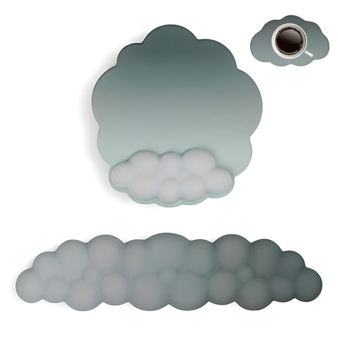TECPHILE – Cloud Shape Ergonomic Gel Mouse Pad and Keyboard Wrist Support & Coaster Set