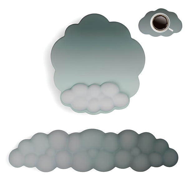 TECPHILE – Cloud Shape Ergonomic Gel Mouse Pad and Keyboard Wrist Support & Coaster Set - 1