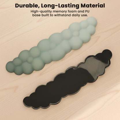 Durable TECPHILE memory foam wrist rests with PU base, designed for long-lasting daily use in ergonomic workspaces.