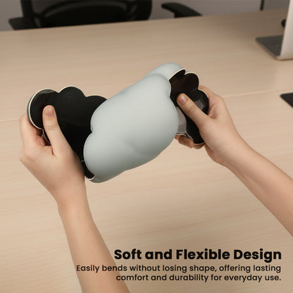 Flexible TECPHILE wrist support set maintains shape while bending, offering comfort and durability for everyday computer use.