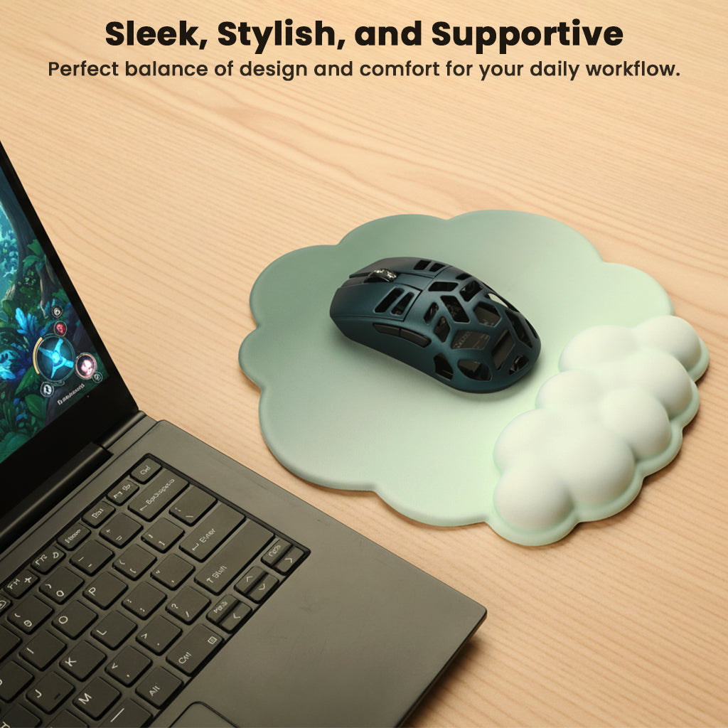 Stylish and supportive TECPHILE mouse pad with ergonomic wrist rest, perfect for modern workstations and daily workflow.