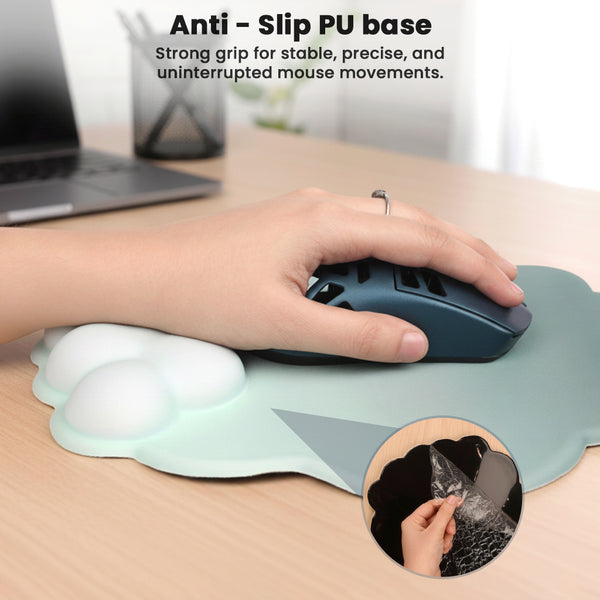 TECPHILE – Cloud Shape Ergonomic Gel Mouse Pad and Keyboard Wrist Support & Coaster Set - 12