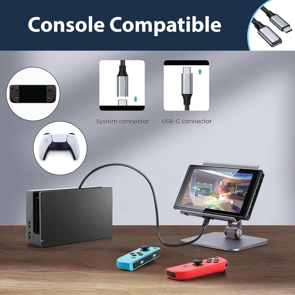 TECPHILE - USB 3.2 Type-C Male to Type-C Female PD Extension Cable