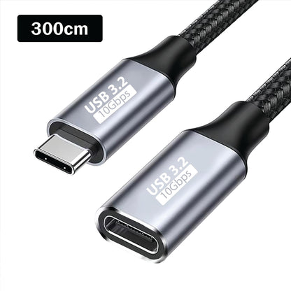 TECPHILE - USB 3.2 Type-C Male to Type-C Female PD Extension Cable