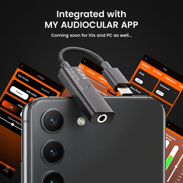 AUDIOCULAR - AURA Hi-Res Portable DAC & Amp with CS43131 DAC + SGM8262 AMP Chipset - 8