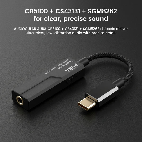 AUDIOCULAR - AURA Hi-Res Portable DAC & Amp with CS43131 DAC + SGM8262 AMP Chipset - 3